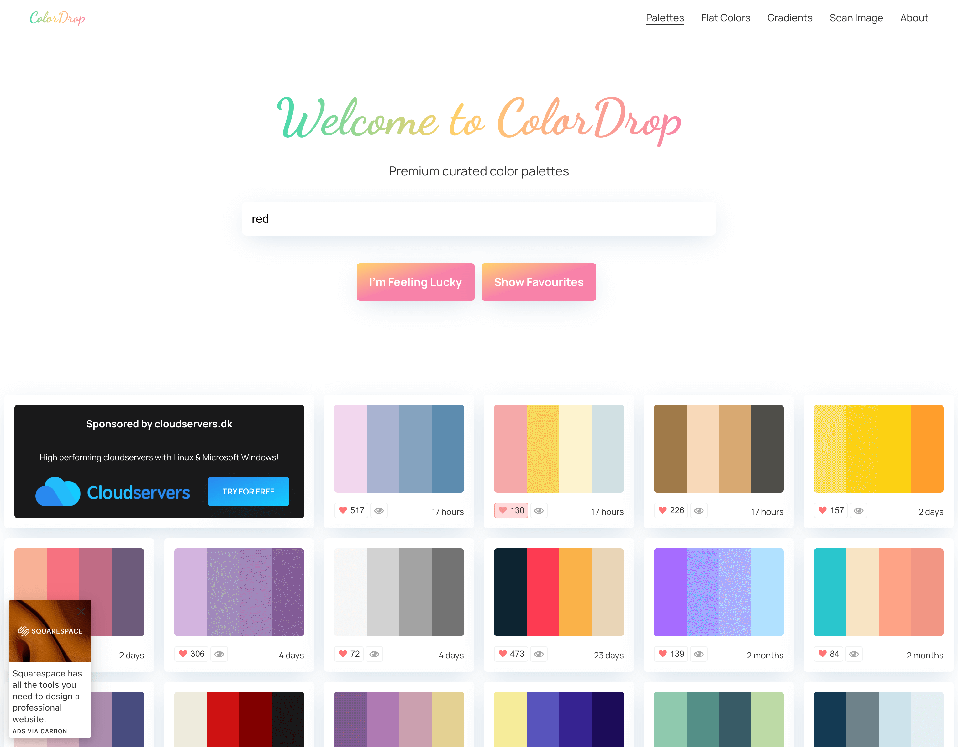Image of the ColorDrop website