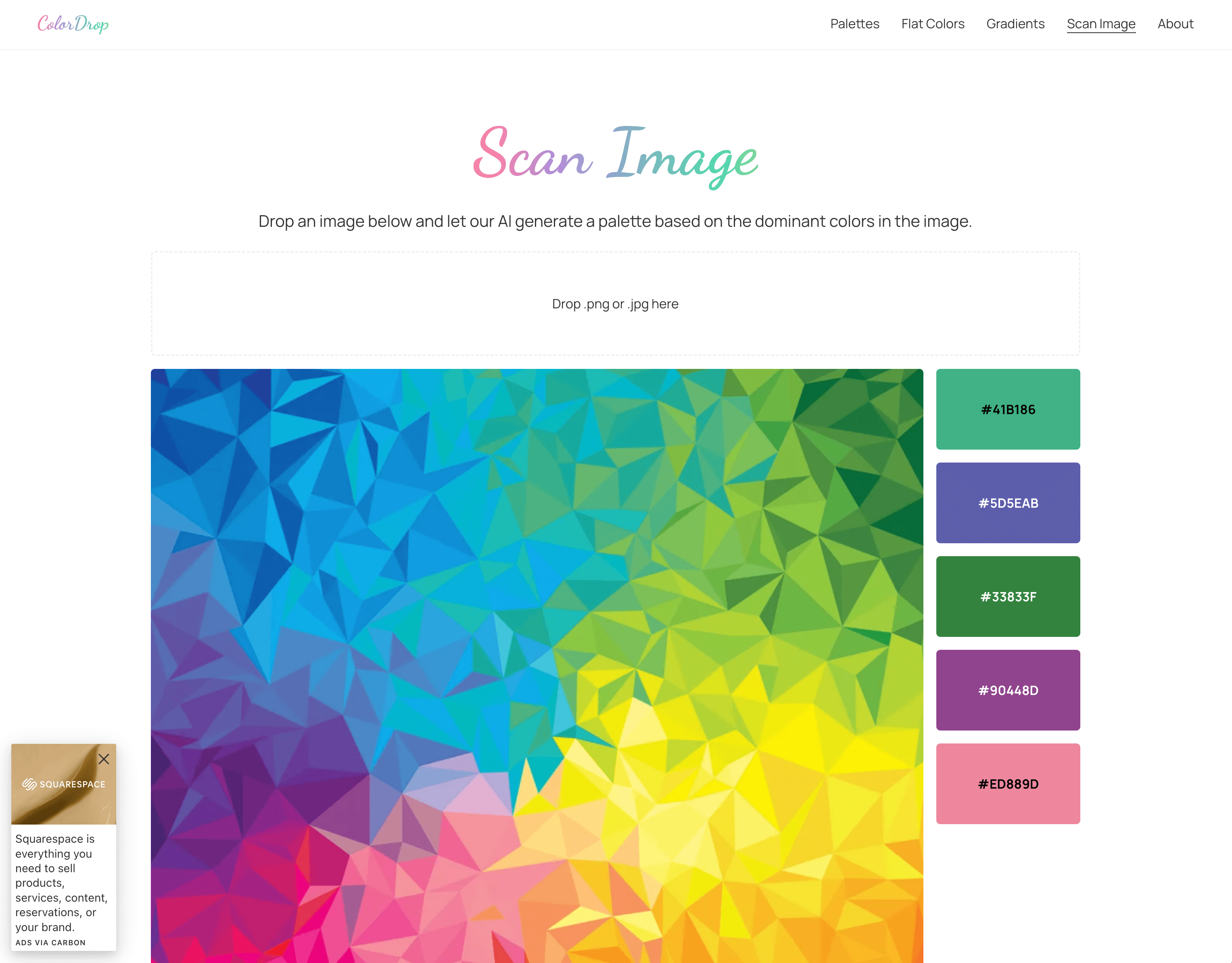 Image of the ColorDrop website